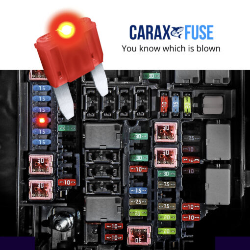 CARAX Glow Fuse. Smart Automotive MINI Fuse. Easy Identification LED Light Fuse