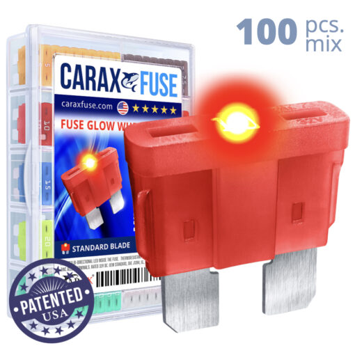 CARAX Glow Fuse. STANDARD Blade Mix Kit 100 pcs. REGULAR/APR-ATS/ATC/ATO Blade Fuse.