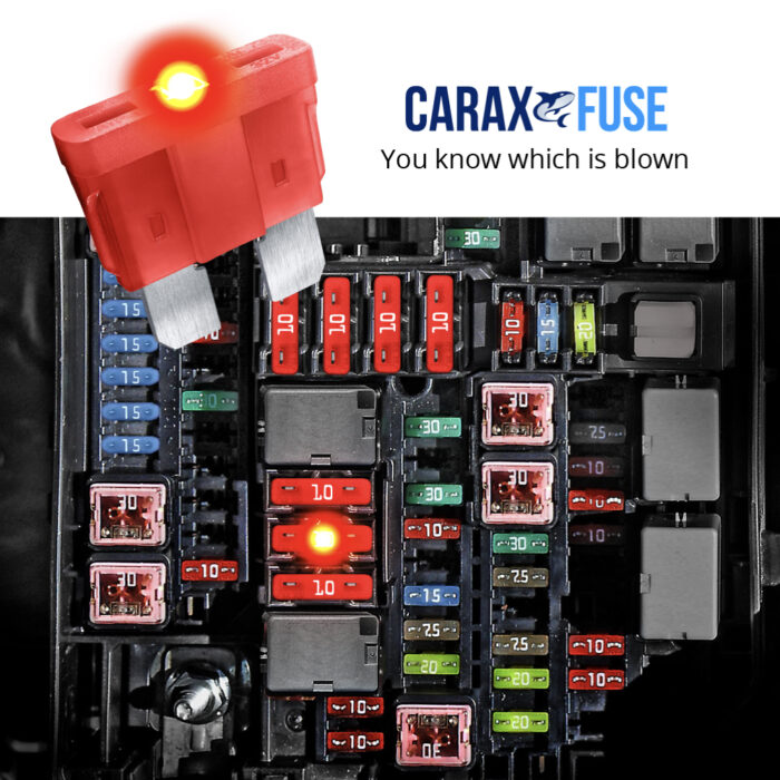 CARAX Glow Fuse. Smart Automotive STANDARD Fuse. Easy Identification LED Light Fuse
