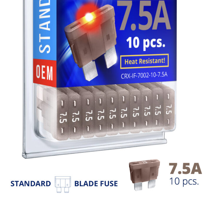 CARAX Glow Fuse. Smart STANDARD Fuse 7.5A Set 10 pcs.