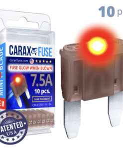 CARAX Glow Fuse. MINI Blade Kit 7.5A 10 pcs. Small/APM/ATM Blade Fuse.