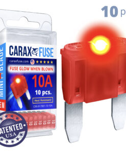 CARAX Glow Fuse. MINI Blade Kit 10A 10 pcs. Small/APM/ATM Blade Fuse.