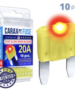CARAX Glow Fuse. MINI Blade Kit 20A 10 pcs. Small/APM/ATM Blade Fuse.