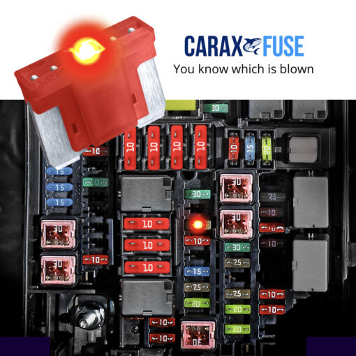 CARAX Glow Fuse. Smart Automotive LOW PRIFILE MICRO Fuse. Easy Identification LED Light Fuse