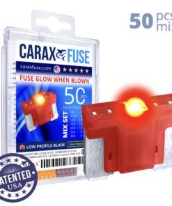 CARAX Glow Fuse. LOW PRIFILE Blade Mix Kit 50 pcs. MICRO/SUPER MINI/APS-ATT Blade Fuse.