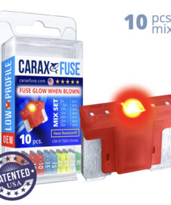 CARAX Glow Fuse. LOW PRIFILE Blade Mix Kit 10 pcs. MICRO/SUPER MINI/APS-ATT Blade Fuse.