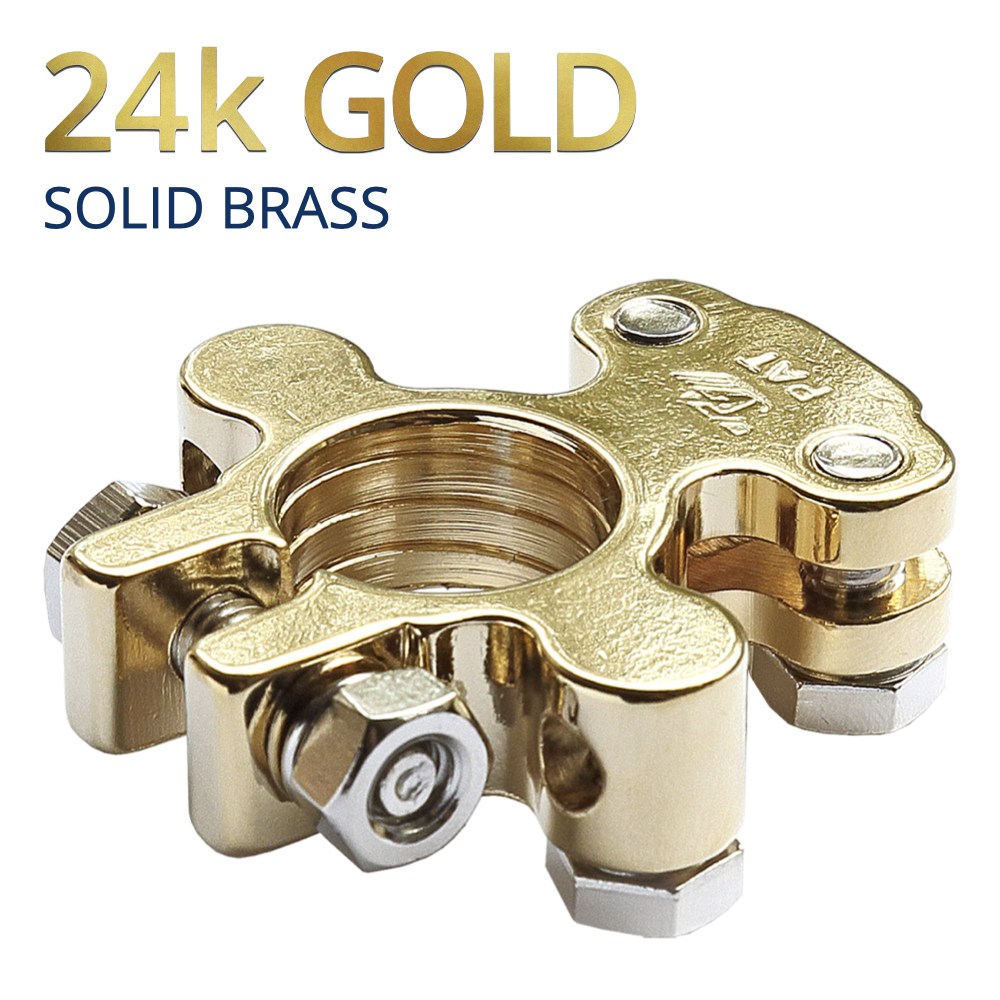 CARAX Battery Terminals Connectors - Copper Alloy/Solid Brass 24k GOLD Plated