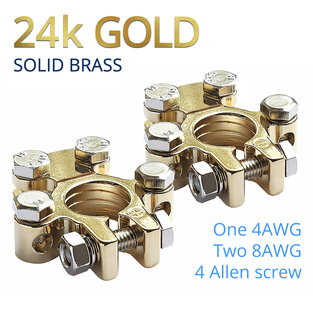 CARAX Battery Terminals Clamps Solid Brass 24k GOLD Plated- Top Post – Car  Audio/Marine/Military/Heavy Duty – Positive and Negative Connectors - CARAX  Glow Fuse Site
