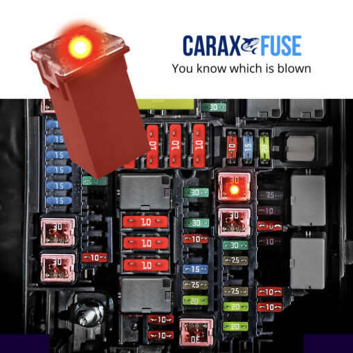CARAX Glow Fuse. Smart Automotive CARTRIDGE MAXI Fuse. Easy Identification LED Light Fuse