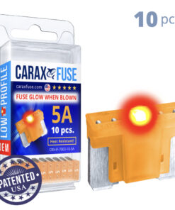 CARAX Glow Fuse. LOW PRIFILE Blade 5A Set 10 pcs. MICRO/SUPER MINI/APS-ATT Blade Fuse.