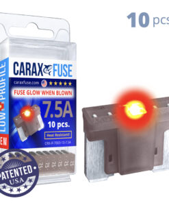 CARAX Glow Fuse. LOW PRIFILE Blade 7.5A Set 10 pcs. MICRO/SUPER MINI/APS-ATT Blade Fuse.