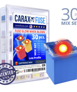 CARAX Glow Fuse. CARTRIDGE MINI Mix Kit 30 pcs. LOW PROFILE/MINI/FEMALE/FMX Fuse.