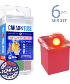 CARAX Glow Fuse. CARTRIDGE Mix Kit 6 pcs. LOW PROFILE/MINI/FEMALE/FMX Fuse.