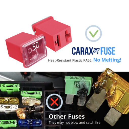 CARAX Glow Fuse. CARTRIDGE MINIFuse - No Melting. High-Quality Materials. Heat-Resistant
